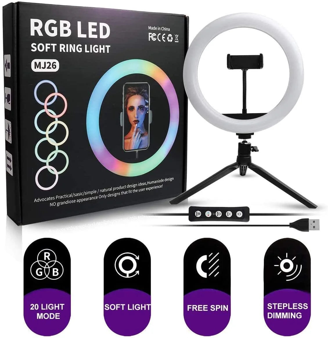 Ring Light With Mobile Holder With 7Feet Tripod Stand in Three Different Mode Light